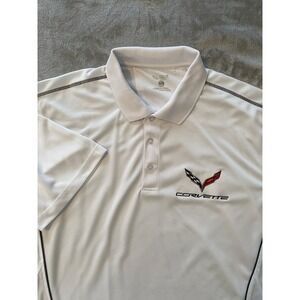 Clique Mens XXL White Short Sleeve Polo Shirt Corvette Logo Performance Golf